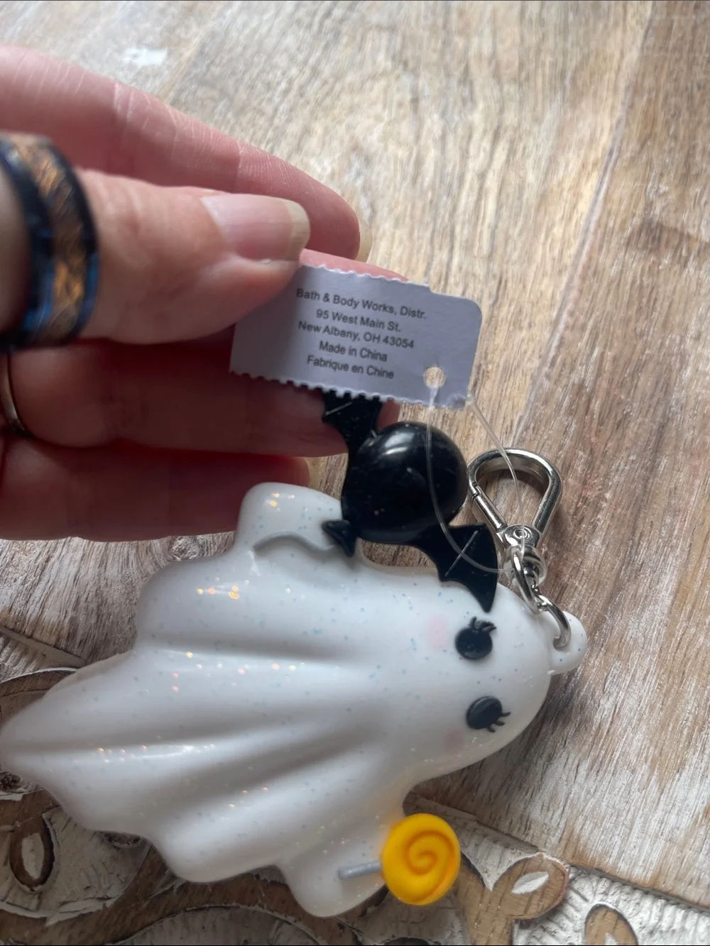 Cute Glitter Ghost Keychain with Bat Balloon and Lollipop Pocketbac Holder